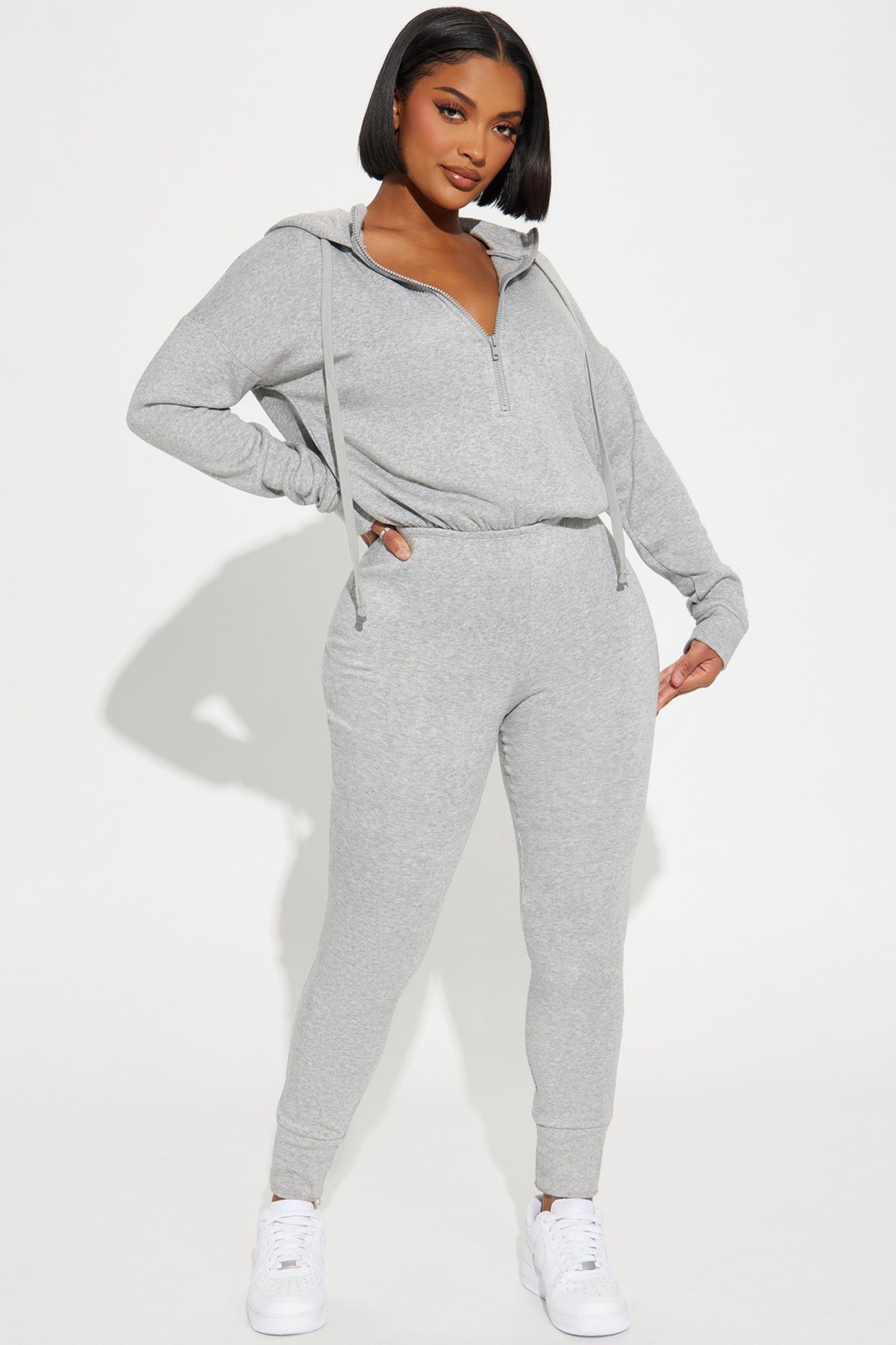 Be My Comfort Jumpsuit - Heather Grey sold by Fashion Nova