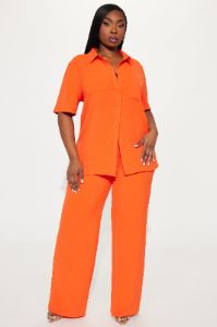 Makenzie Short Sleeve Pant Set - Orange sold by Fashion Nova