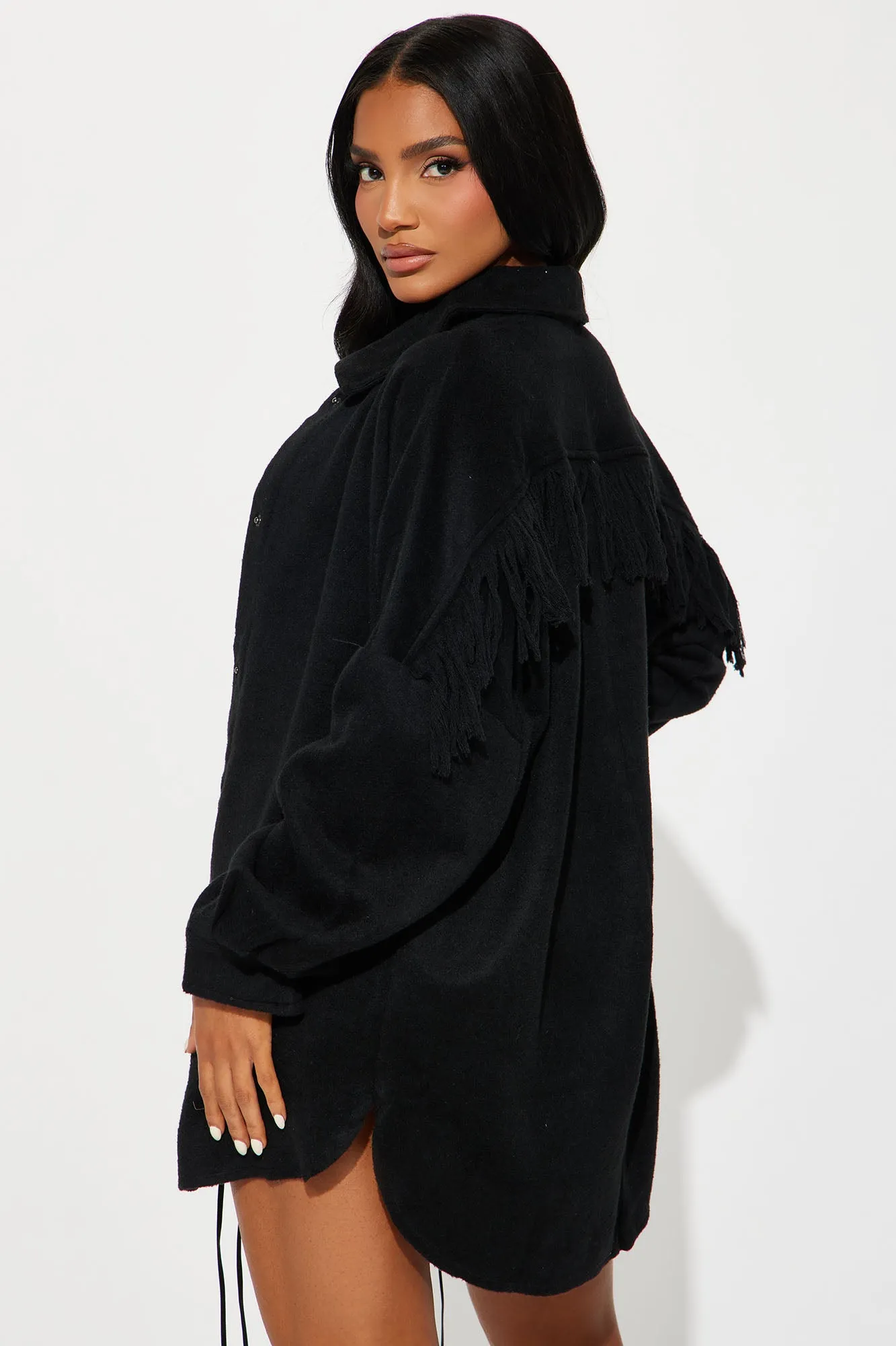 On The Daily Fringe Shacket - Black sold by Fashion Nova product image thumbnail 3