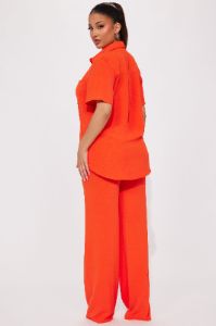 Makenzie Short Sleeve Pant Set - Orange sold by Fashion Nova