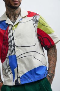 Henri Shirt - Cream/combo sold by Fashion Nova