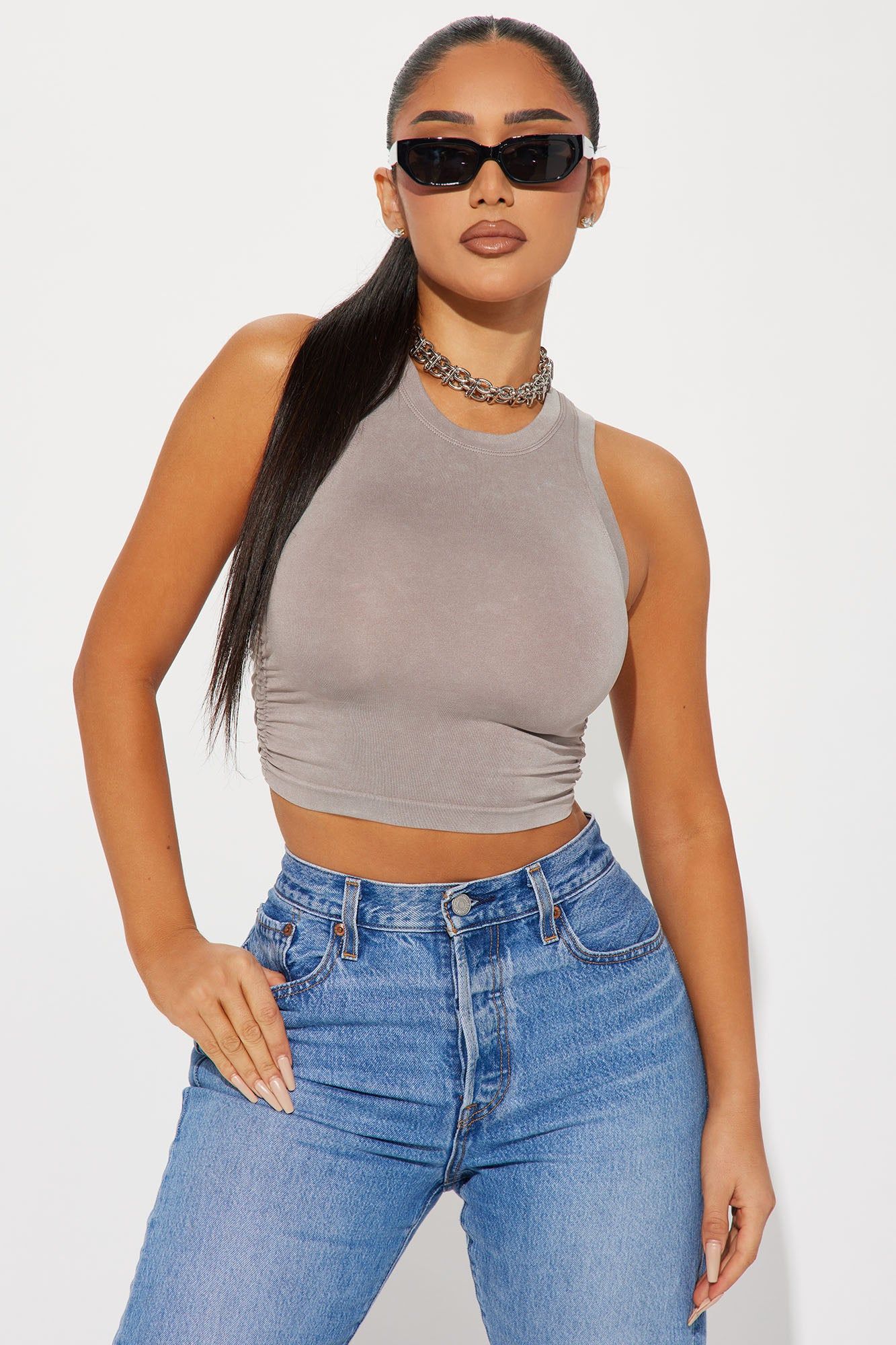 Naomi Washed Tank Top - Mocha sold by Fashion Nova