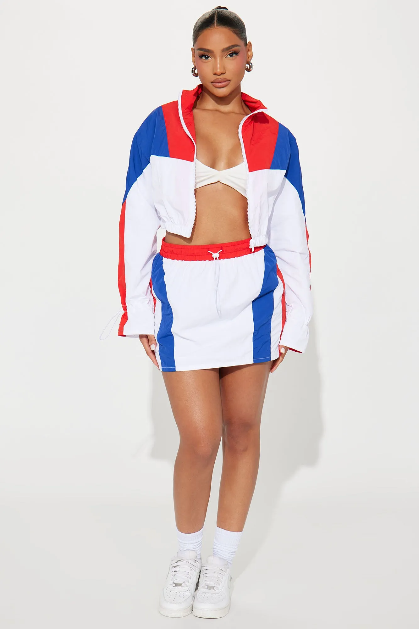 Fashion Nova True Freedom Windbreaker Skirt Set - White