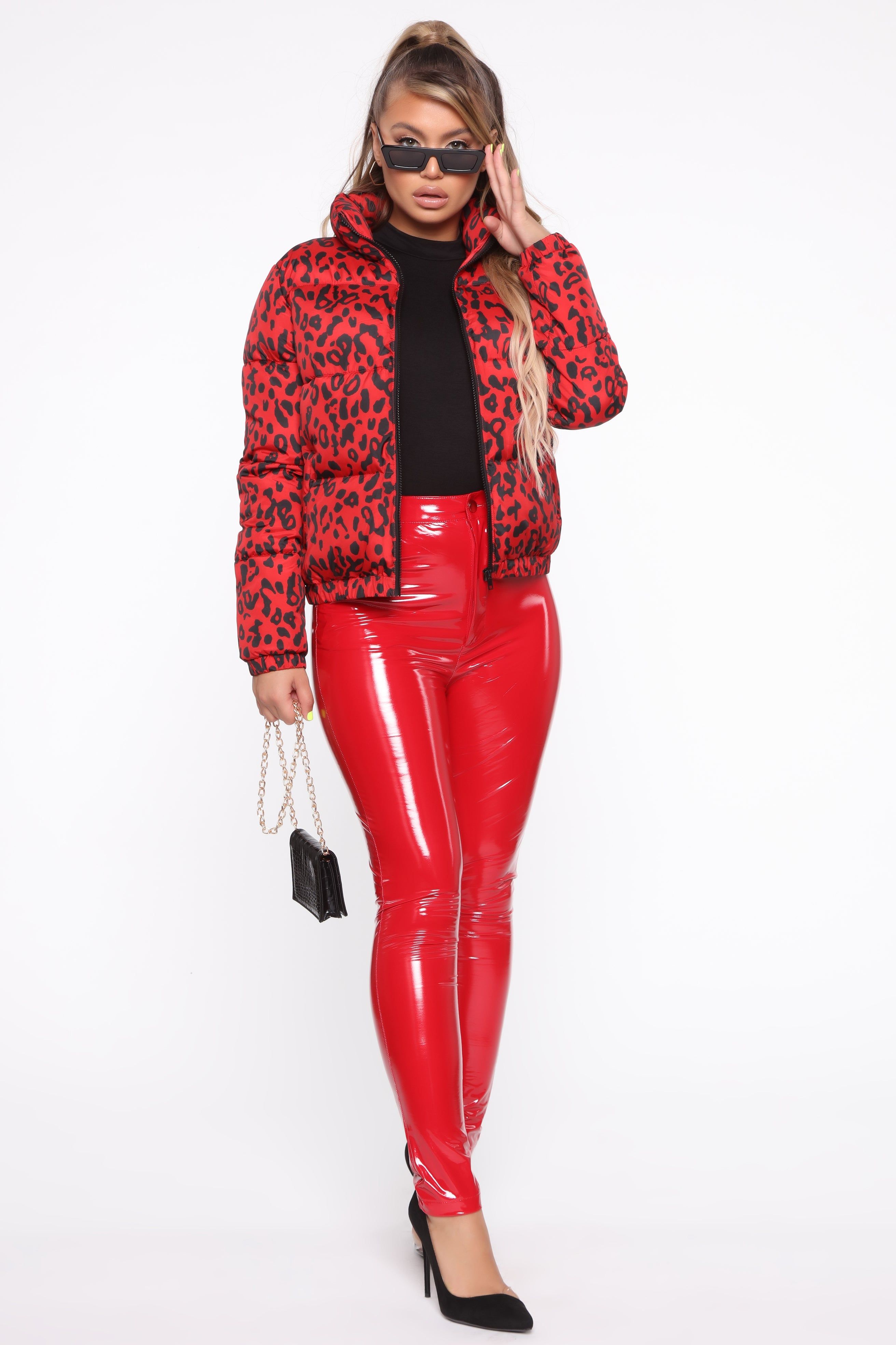 Bad Blood Cheetah Print Puffer Jacket - Red/combo sold by Fashion Nova product image thumbnail 2