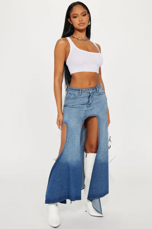 Alani Ombre Denim Maxi Skirt - Medium Wash sold by Fashion Nova
