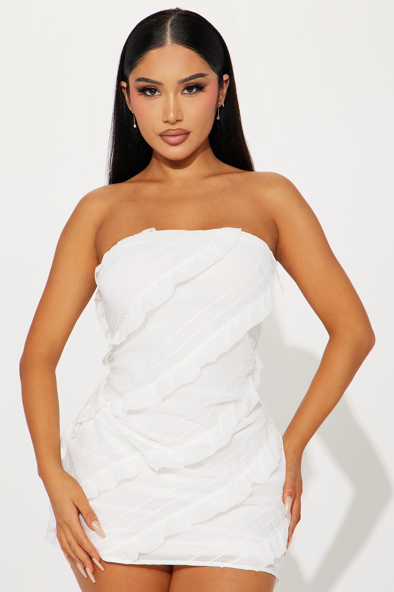 Daniella Ruffle Mini Dress - White sold by Fashion Nova product image thumbnail 2