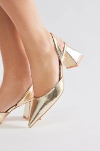 Tatianna Slingback Pumps - Gold sold by Fashion Nova
