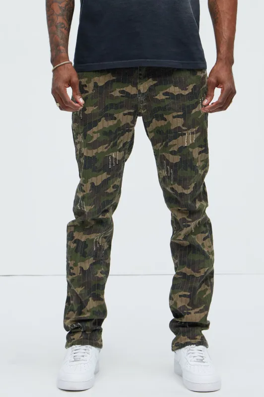Line Me Up Stitched Slim Pants - Camouflage sold by Fashion Nova