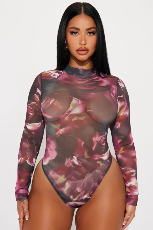 Marilyn Floral Mesh Bodysuit - Fuchsia sold by Fashion Nova