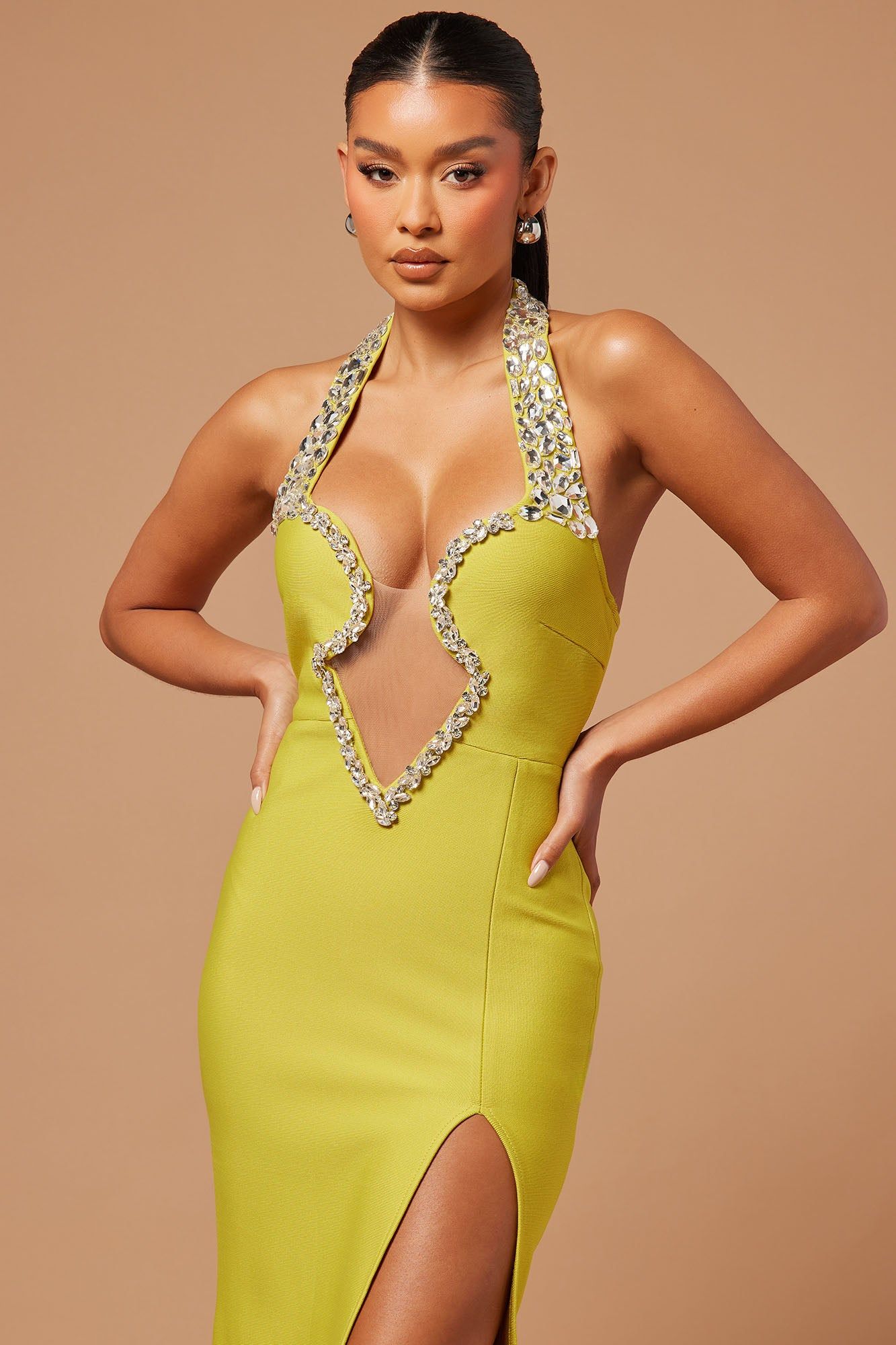 Via Bandage Embellished Gown - Chartreuse sold by Fashion Nova product image thumbnail 2