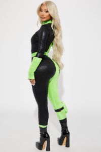Green Flame Hottie 4 Piece Costume Set - Green/combo sold by Fashion Nova
