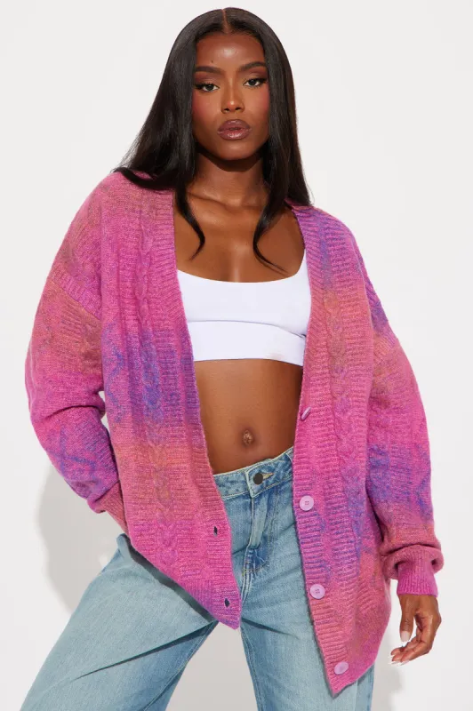 Seasons Change Ombre Cardigan - Pink/combo sold by Fashion Nova