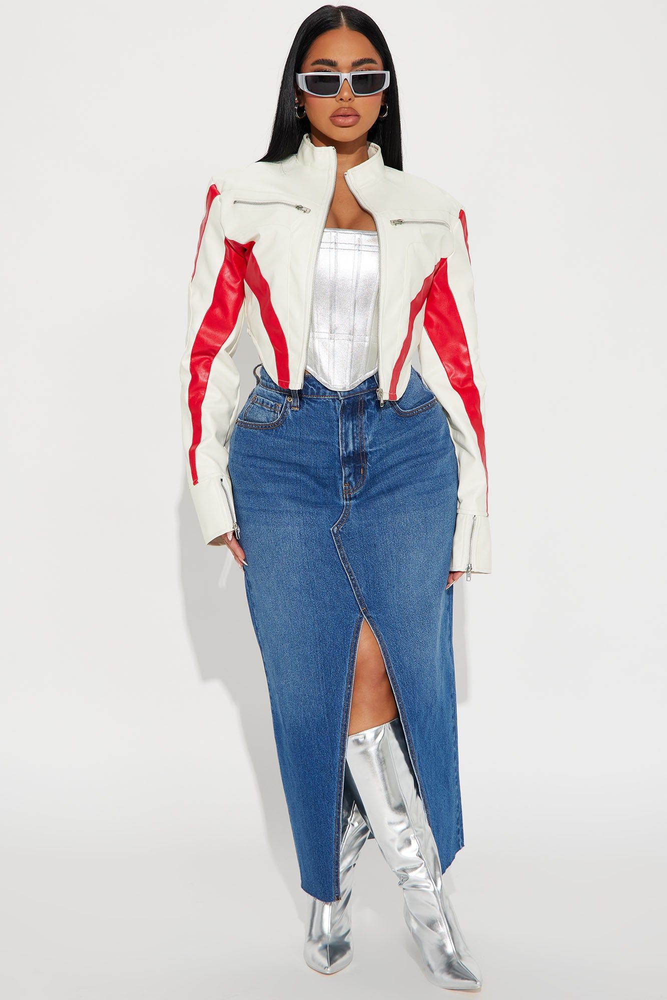 High Rises Faux Leather Jacket - Cream/combo sold by Fashion Nova product image thumbnail 2