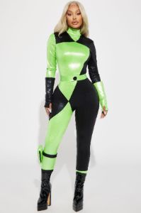 Green Flame Hottie 4 Piece Costume Set - Green/combo sold by Fashion Nova