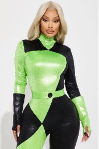 Green Flame Hottie 4 Piece Costume Set - Green/combo sold by Fashion Nova
