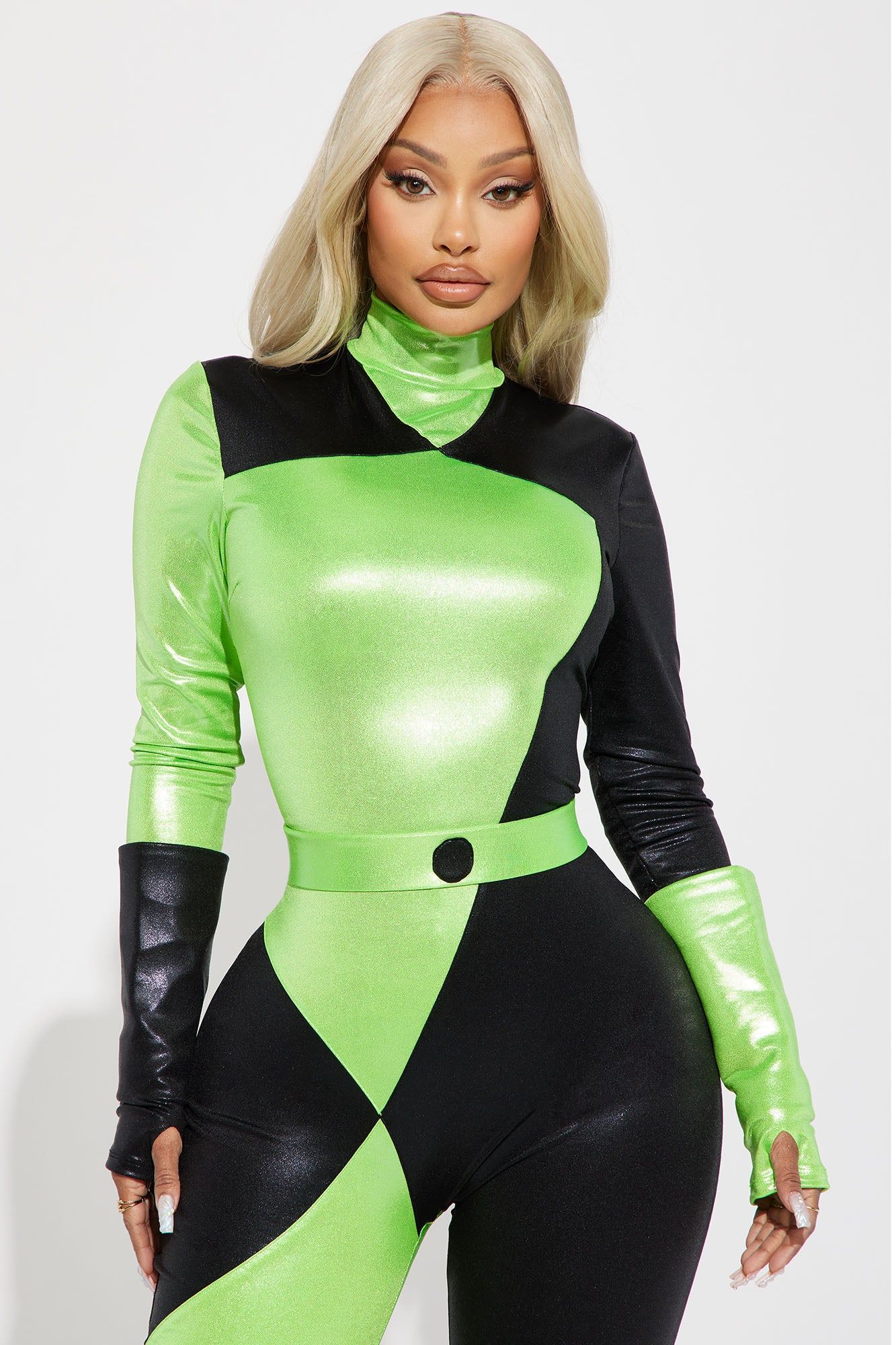 Green Flame Hottie 4 Piece Costume Set - Green/combo sold by Fashion Nova product image thumbnail 2