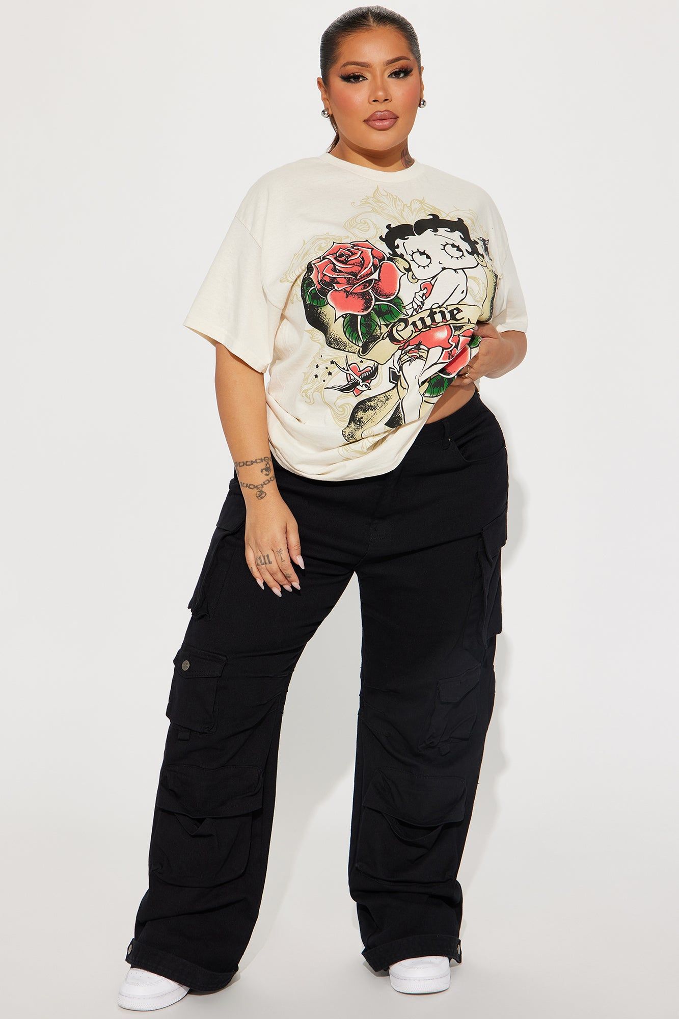 Betty Boop Hearts And Roses Graphic Tee - Oatmeal sold by Fashion Nova product image thumbnail 6