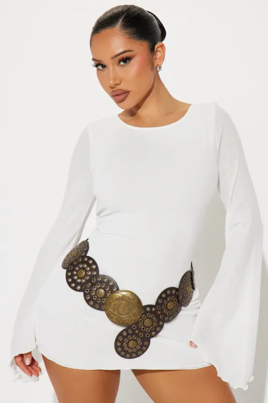 Bardot Belted Mini Dress - Ivory sold by Fashion Nova