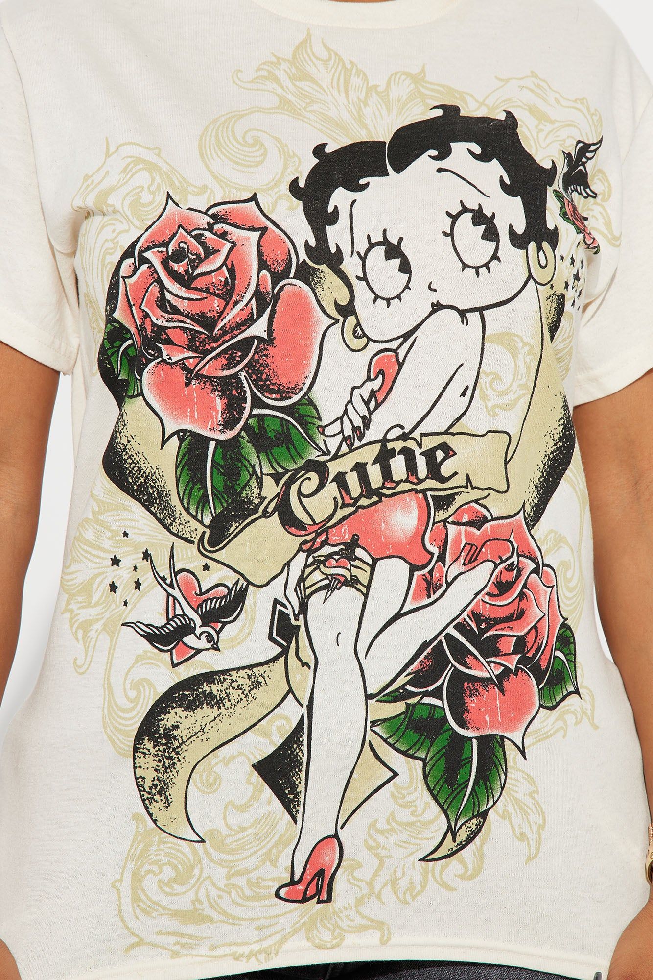 Betty Boop Hearts And Roses Graphic Tee - Oatmeal sold by Fashion Nova product image thumbnail 3