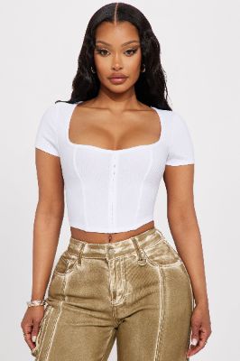 Chelsea Ribbed Top - White sold by Fashion Nova