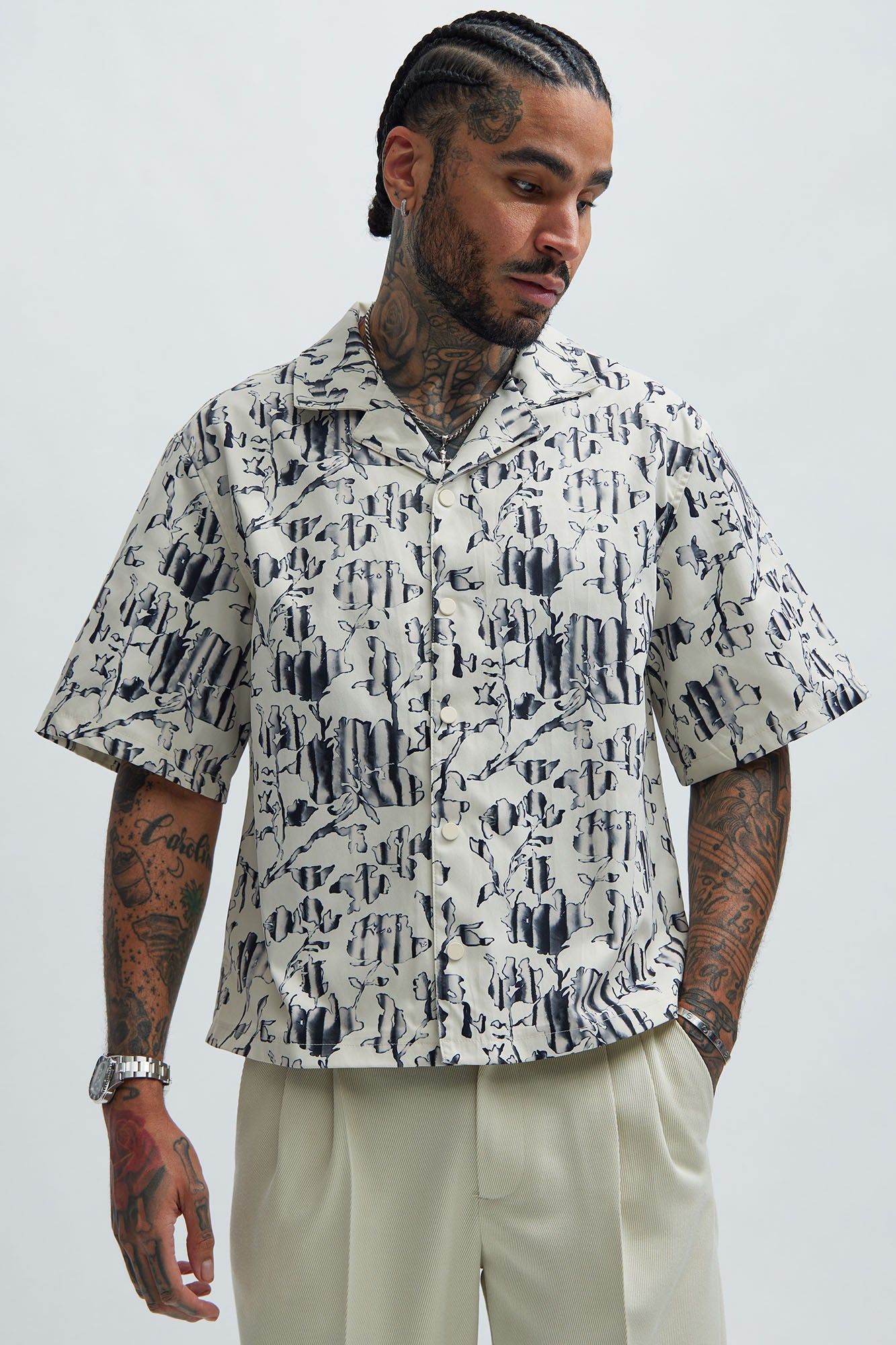 Backdraft Shirt - Cream/combo sold by Fashion Nova