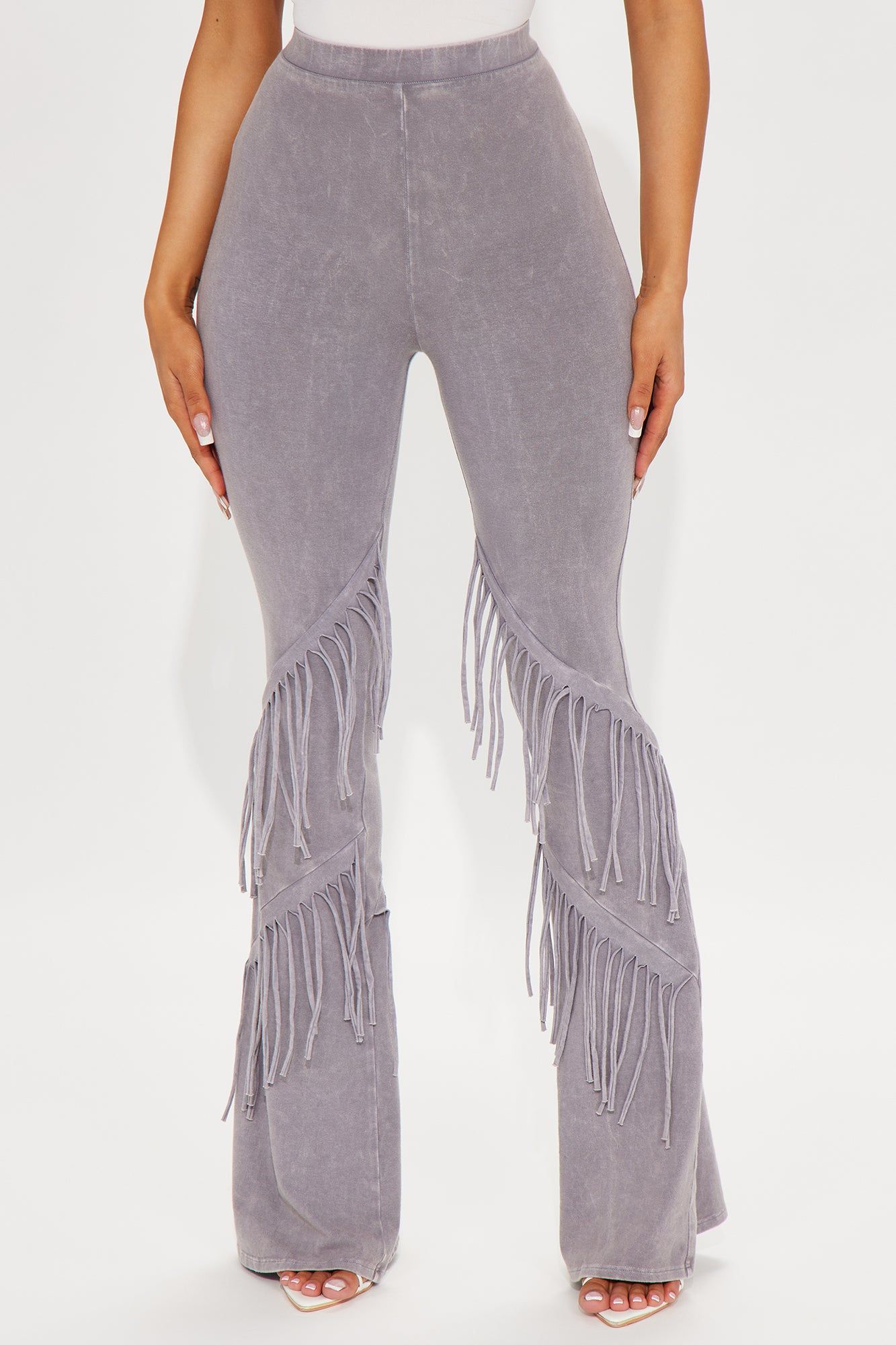 Good Times Fringed Flare Pant - Grey sold by Fashion Nova product image thumbnail 2