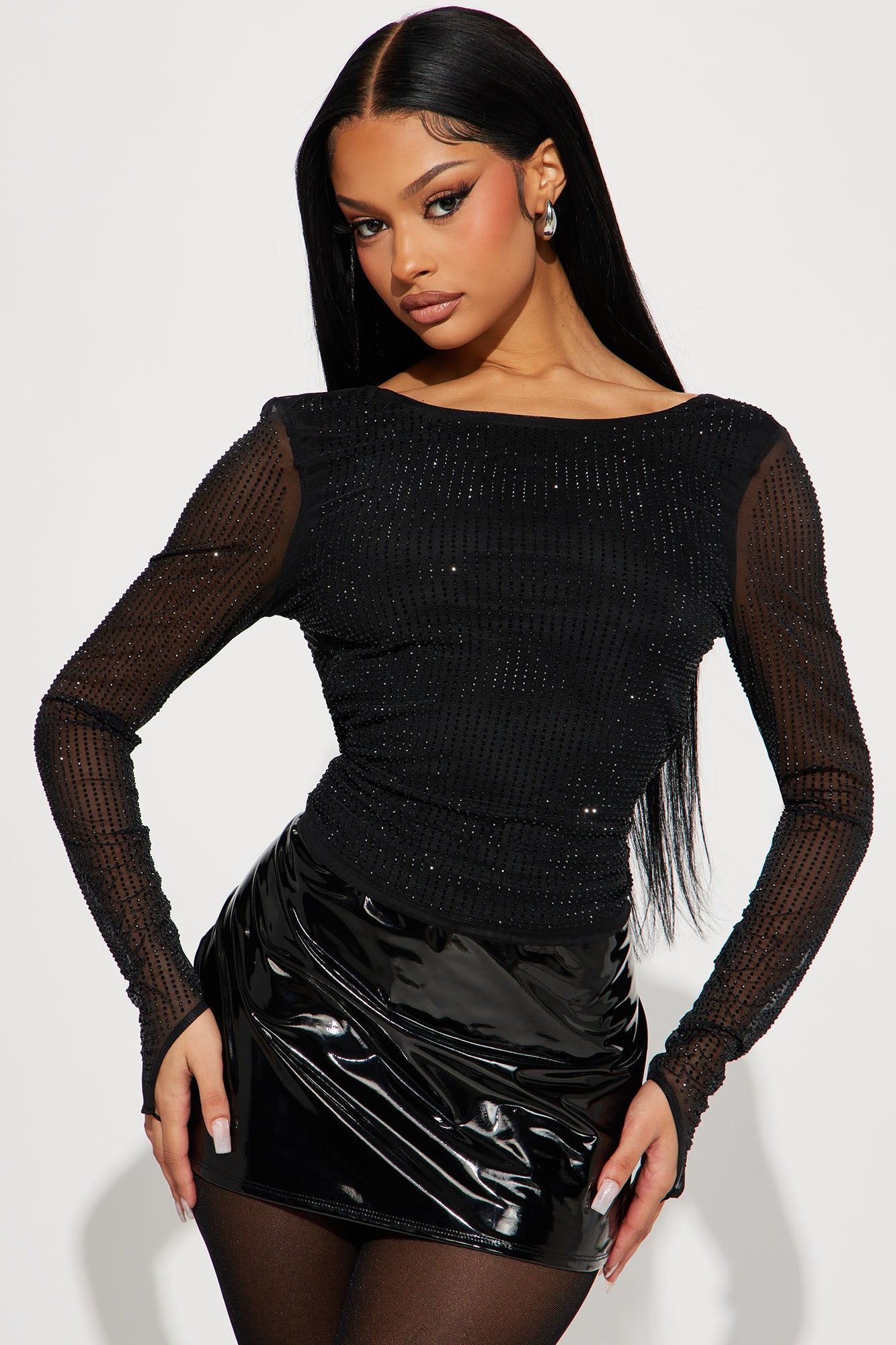 Under The Stars Rhinestone Top - Black sold by Fashion Nova product image thumbnail 2