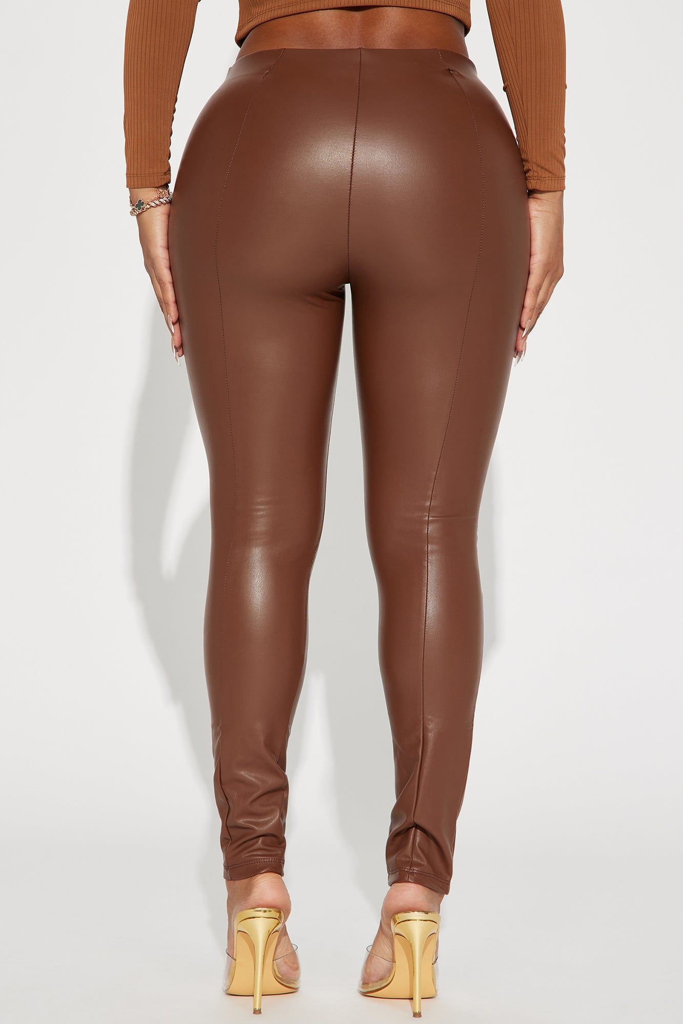 All For You Faux Leather Legging - Chocolate sold by Fashion Nova product image thumbnail 3
