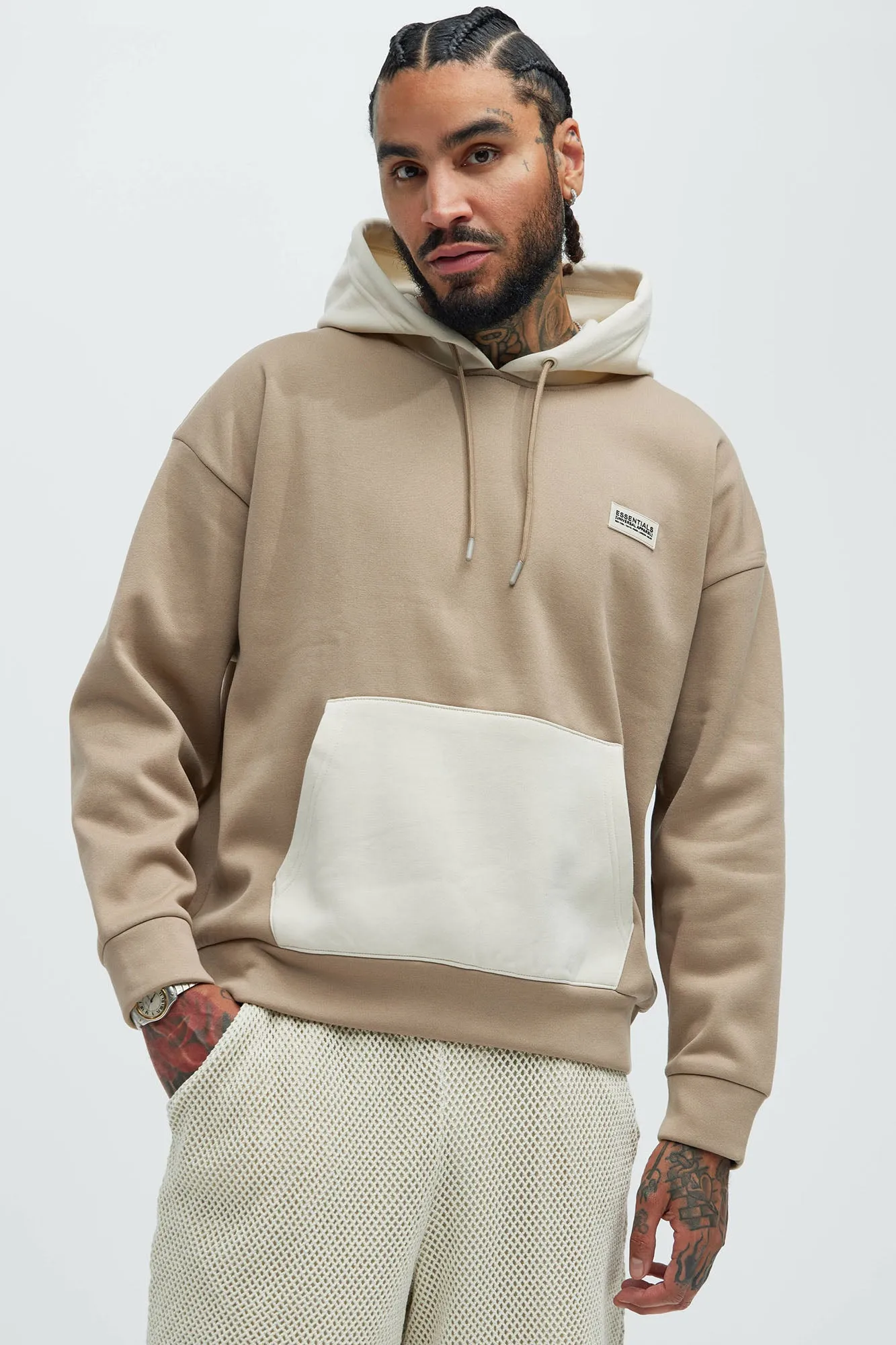 In The Trenches Hoodie - Taupe/combo sold by Fashion Nova