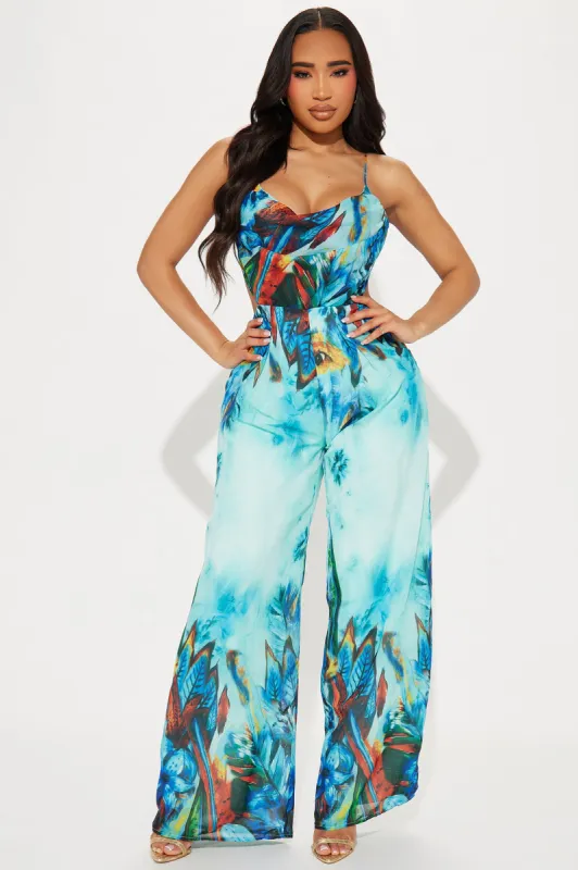 Best Of Days Jumpsuit - Blue/combo sold by Fashion Nova