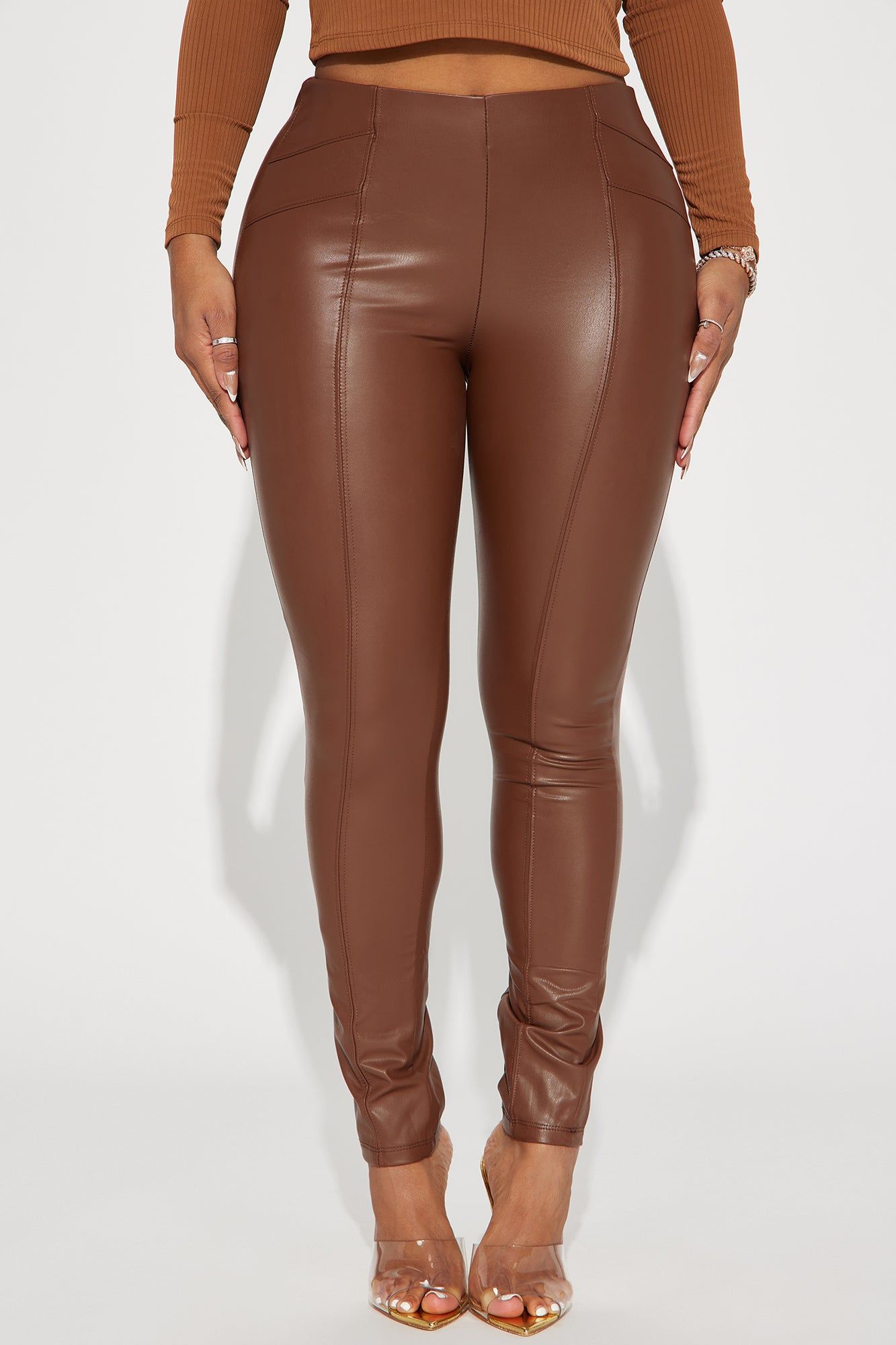 All For You Faux Leather Legging - Chocolate sold by Fashion Nova product image thumbnail 2