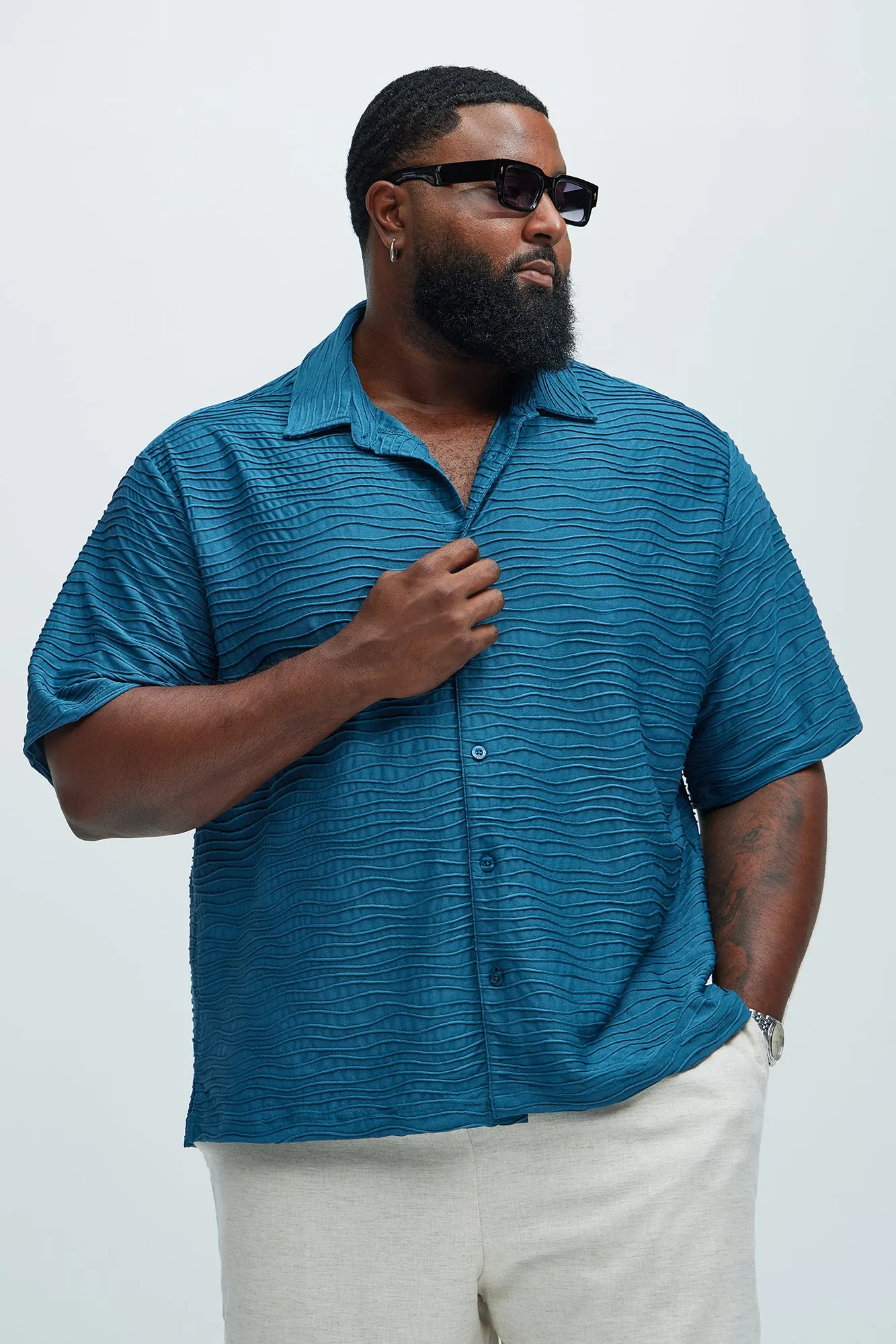 Sounds Good Textured Shirt - Blue sold by Fashion Nova product image thumbnail 5