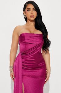 Janelle Satin Gown - Magenta sold by Fashion Nova