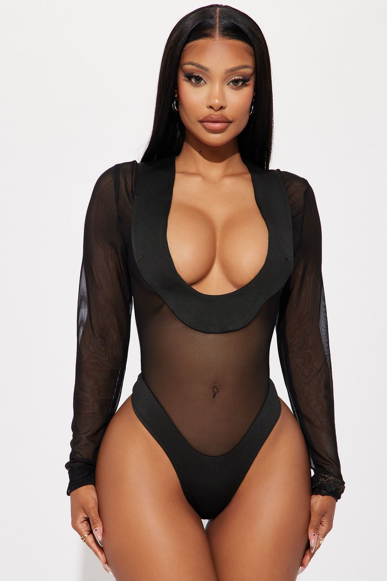 Megan Mesh Bodysuit - Black sold by Fashion Nova