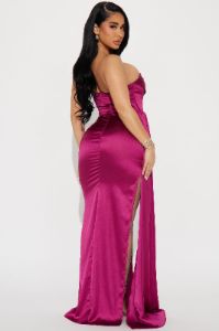 Janelle Satin Gown - Magenta sold by Fashion Nova