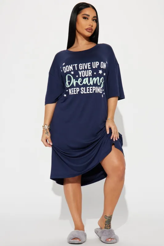 Keep Dreaming Maxi PJ Sleep Shirt - Navy made by Fashion Nova