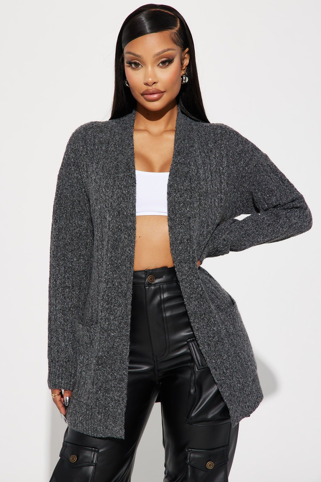 Panorama Cardigan - Charcoal sold by Fashion Nova
