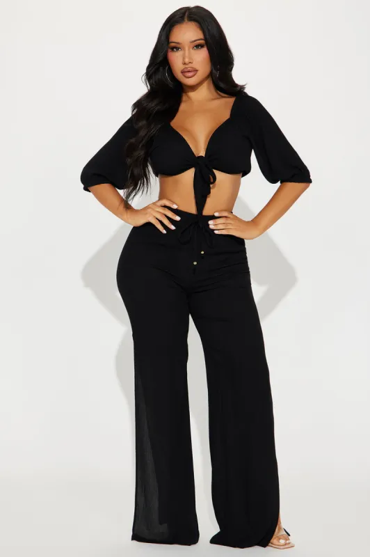 Breezy Nights Linen Swim 2 Piece Cover Up - Black sold by Fashion Nova