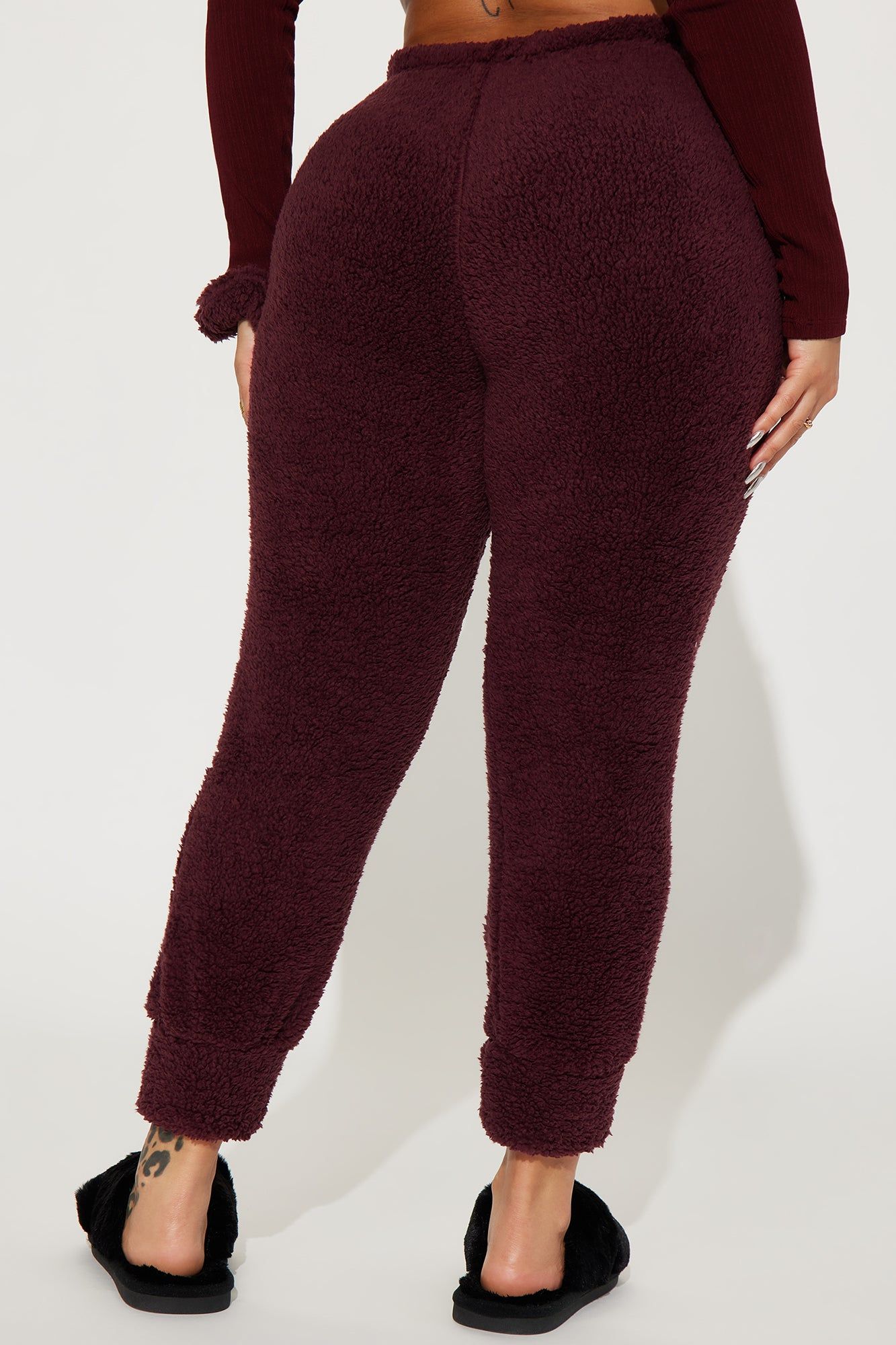 Always Cozy Sherpa PJ Joggers - Burgundy sold by Fashion Nova product image thumbnail 4