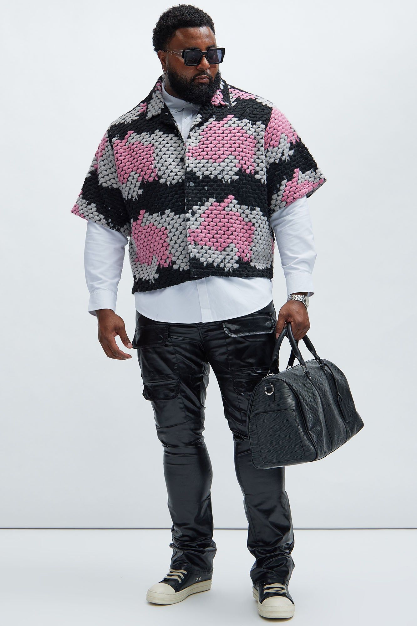 Newbury Jacquard Cropped Shirt - Pink/combo sold by Fashion Nova product image thumbnail 5