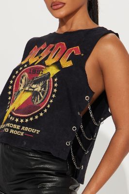 For Those About To Rock ACDC Tee - Black Wash sold by Fashion Nova