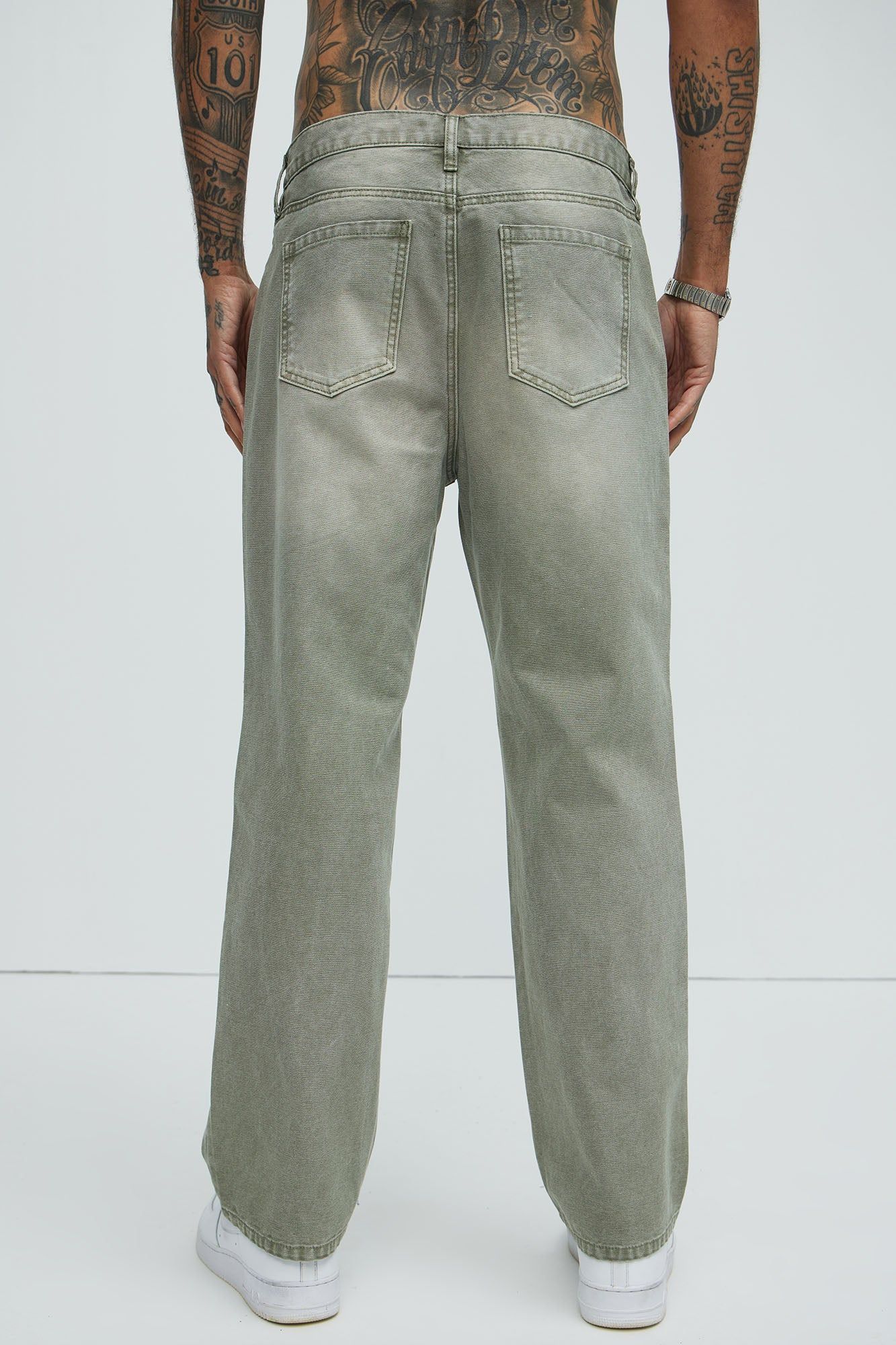 Centola Straight Repaired Pants - Olive sold by Fashion Nova product image thumbnail 4