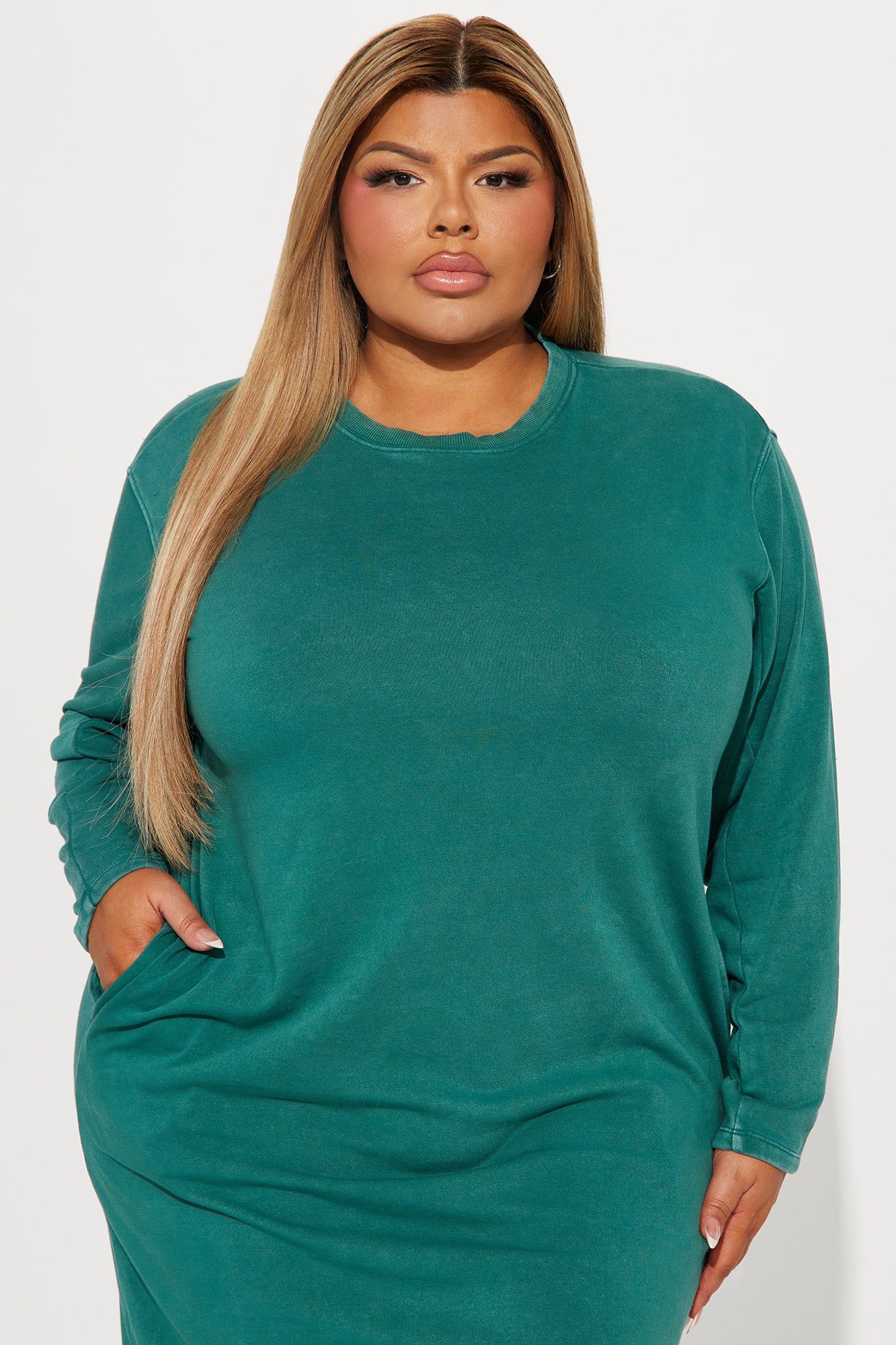 Don't Sweat It Sweatshirt Midi Dress - Green sold by Fashion Nova product image thumbnail 5