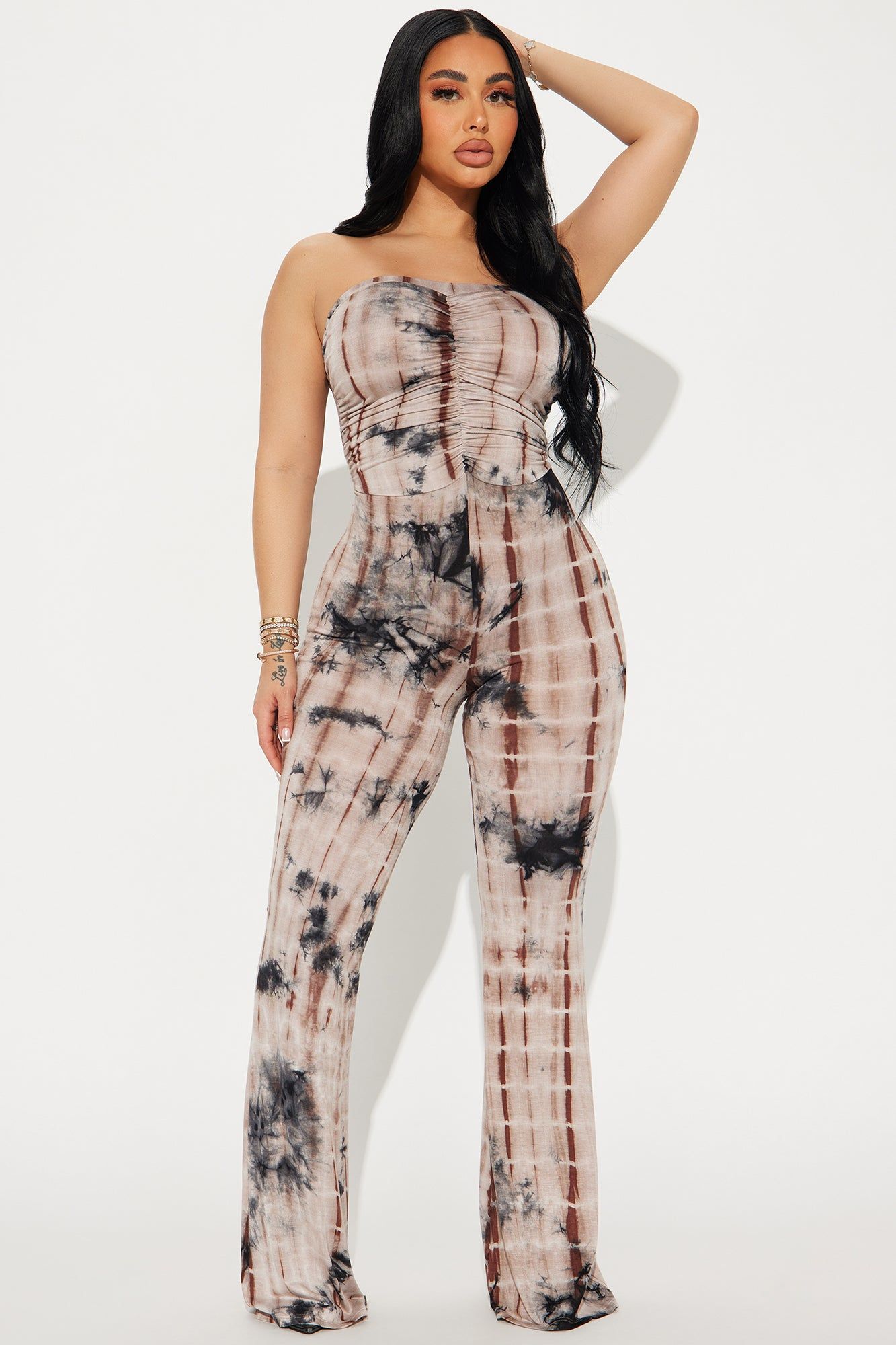 Always In Element Tie Dye Jumpsuit - Brown/combo sold by Fashion Nova