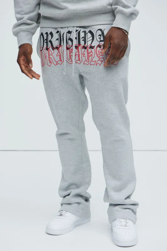 Tyson Original Skinny Flare Sweatpants - Heather Grey sold by Fashion Nova