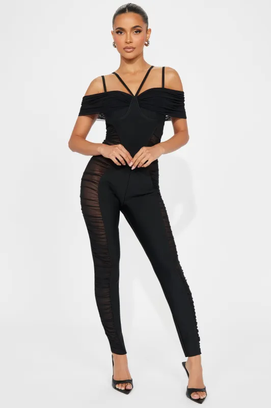 Don't Phone Me Jumpsuit - Black sold by Fashion Nova