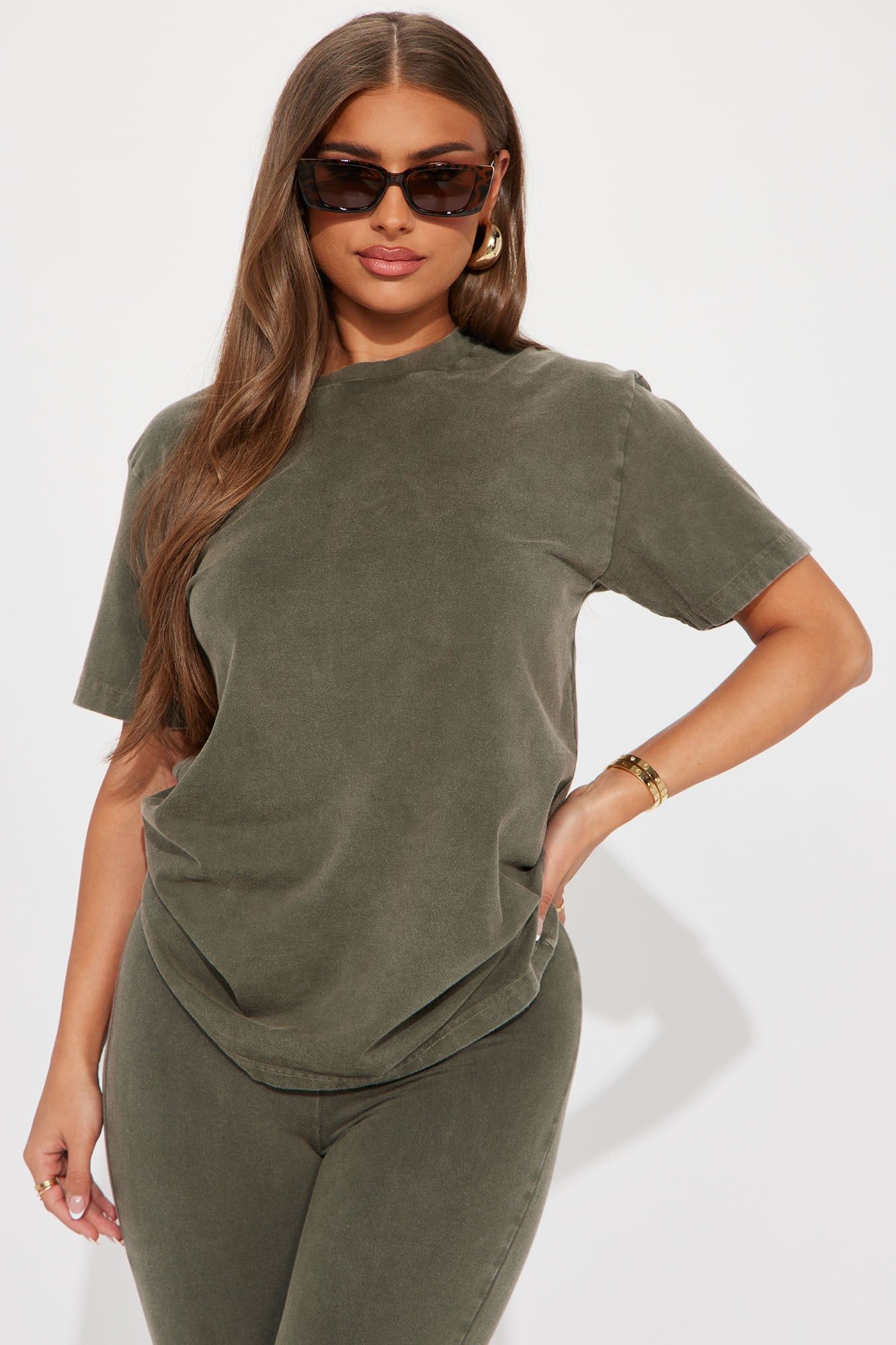 Stepping Out Mineral Wash Legging Set - Olive sold by Fashion Nova product image thumbnail 2