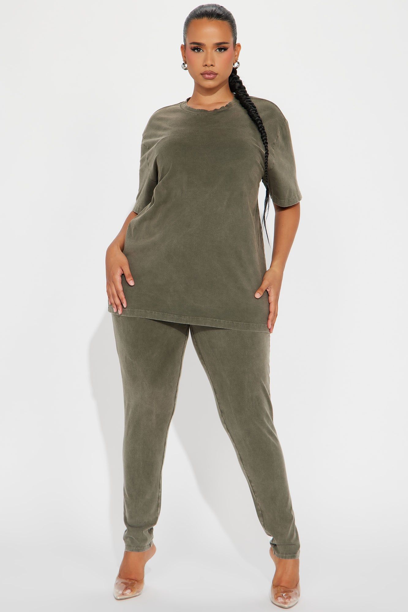 Stepping Out Mineral Wash Legging Set - Olive sold by Fashion Nova product image thumbnail 4