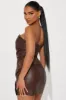 Get Rowdy Faux Leather Micro Mini Dress - Brown sold by Fashion Nova