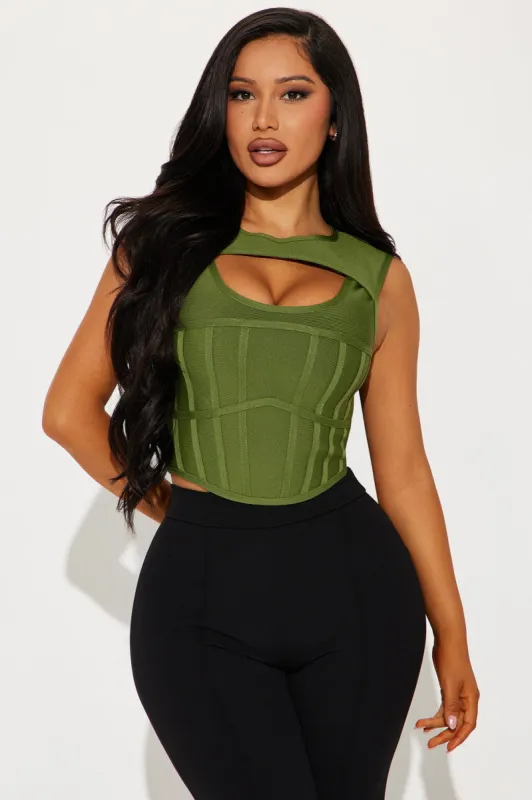 Gia Bandage Corset Top - Olive made by Fashion Nova